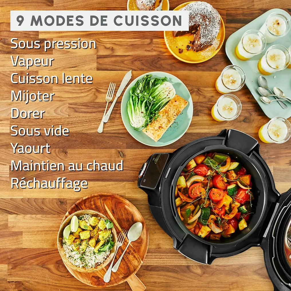 Cookeo MOULINEX CE952810 noir wifi 6 L, 9 modes de cuisson