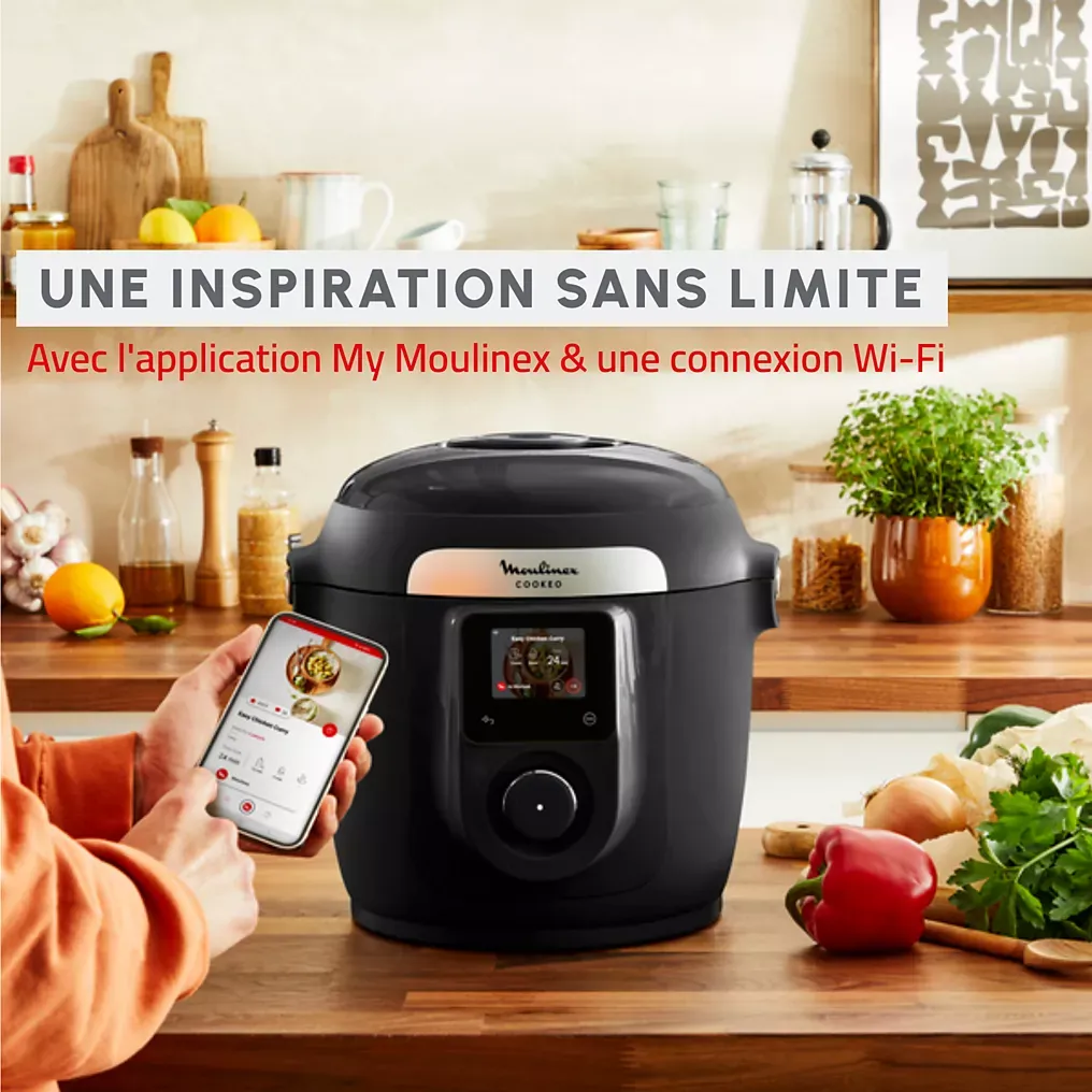 Cookeo MOULINEX CE952810 noir wifi 6 L, 9 modes de cuisson