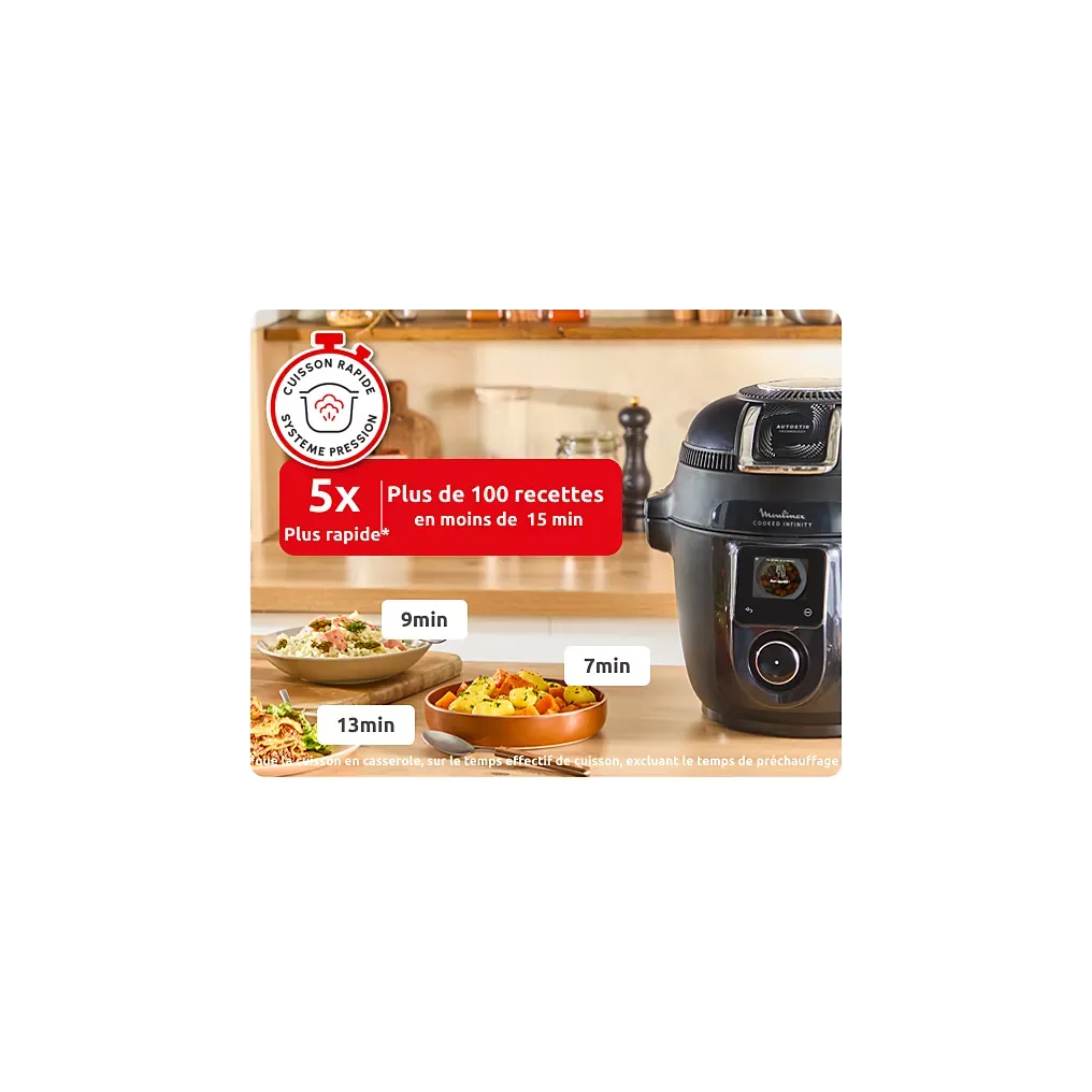 MOULINEX Cookeo MOULINEX Multicuiseur Airfryer Cookeo Infinity avec pale Noir CE9828F0 20 modes de cuisson, 6,5 L