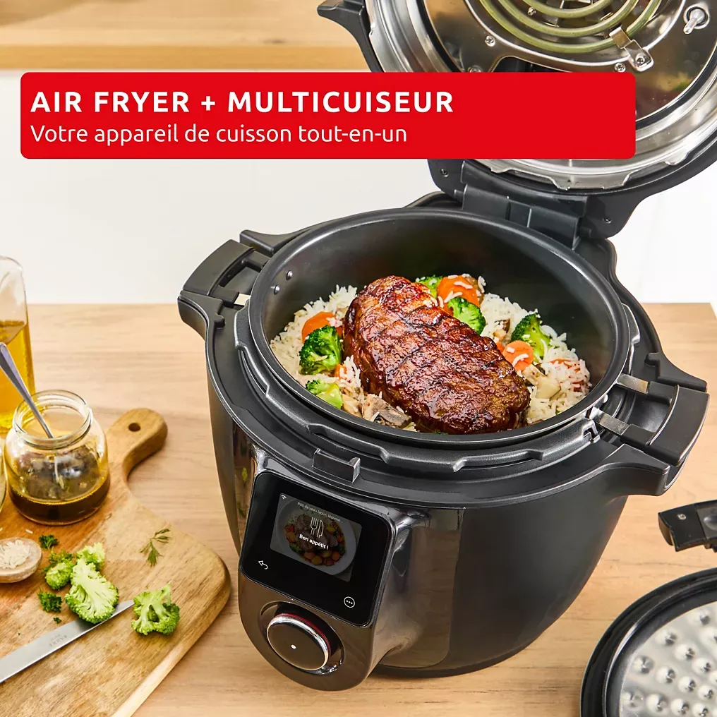 MOULINEX Cookeo MOULINEX Multicuiseur Airfryer Cookeo Infinity avec pale Noir CE9828F0 20 modes de cuisson, 6,5 L