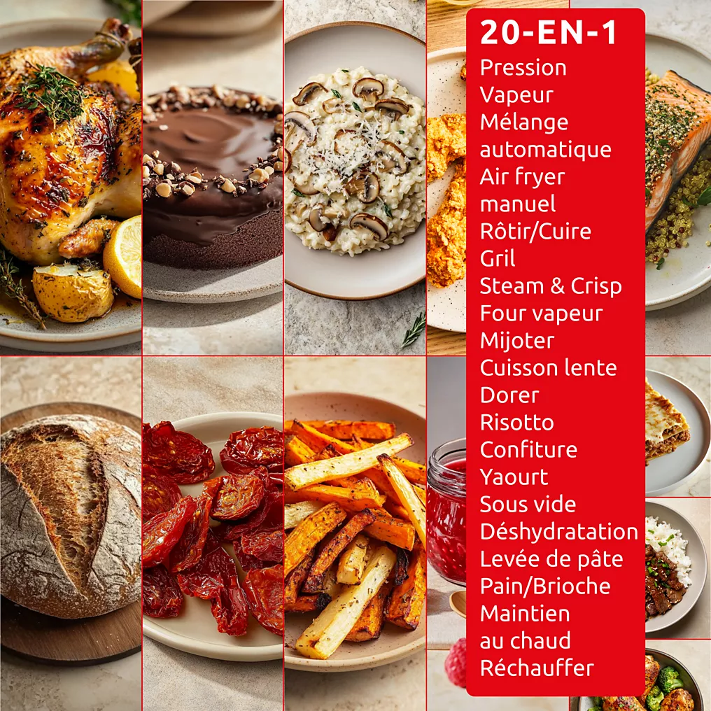 MOULINEX Cookeo MOULINEX Multicuiseur Airfryer Cookeo Infinity avec pale Noir CE9828F0 20 modes de cuisson, 6,5 L