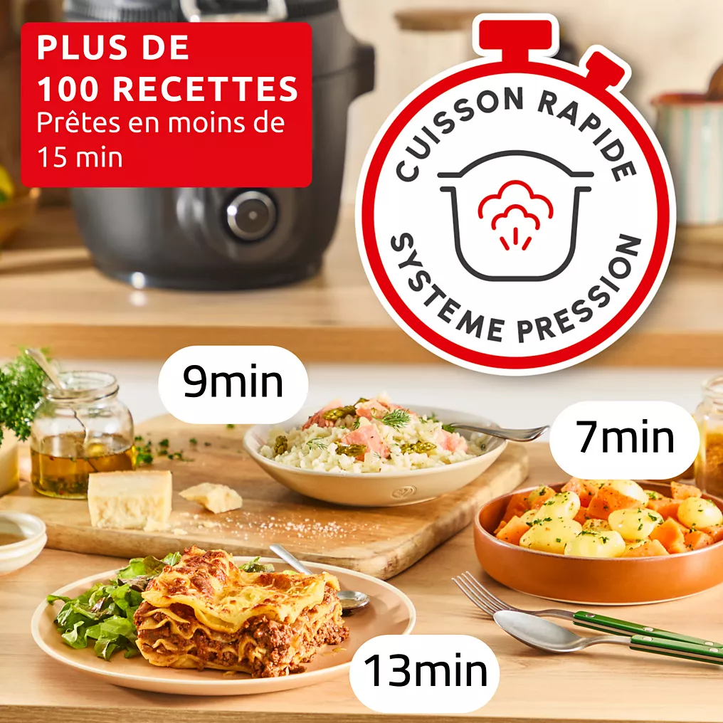 MOULINEX Cookeo MOULINEX Multicuiseur Airfryer Cookeo Infinity avec pale Noir CE9828F0 20 modes de cuisson, 6,5 L