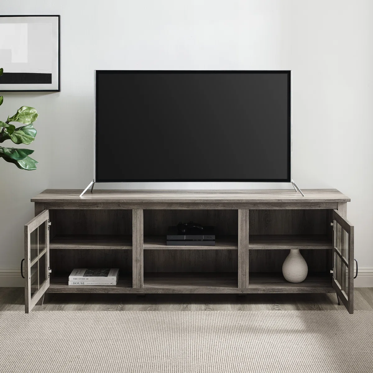 Meuble TV Dake  – Traditionnel avec Portes Vitrées