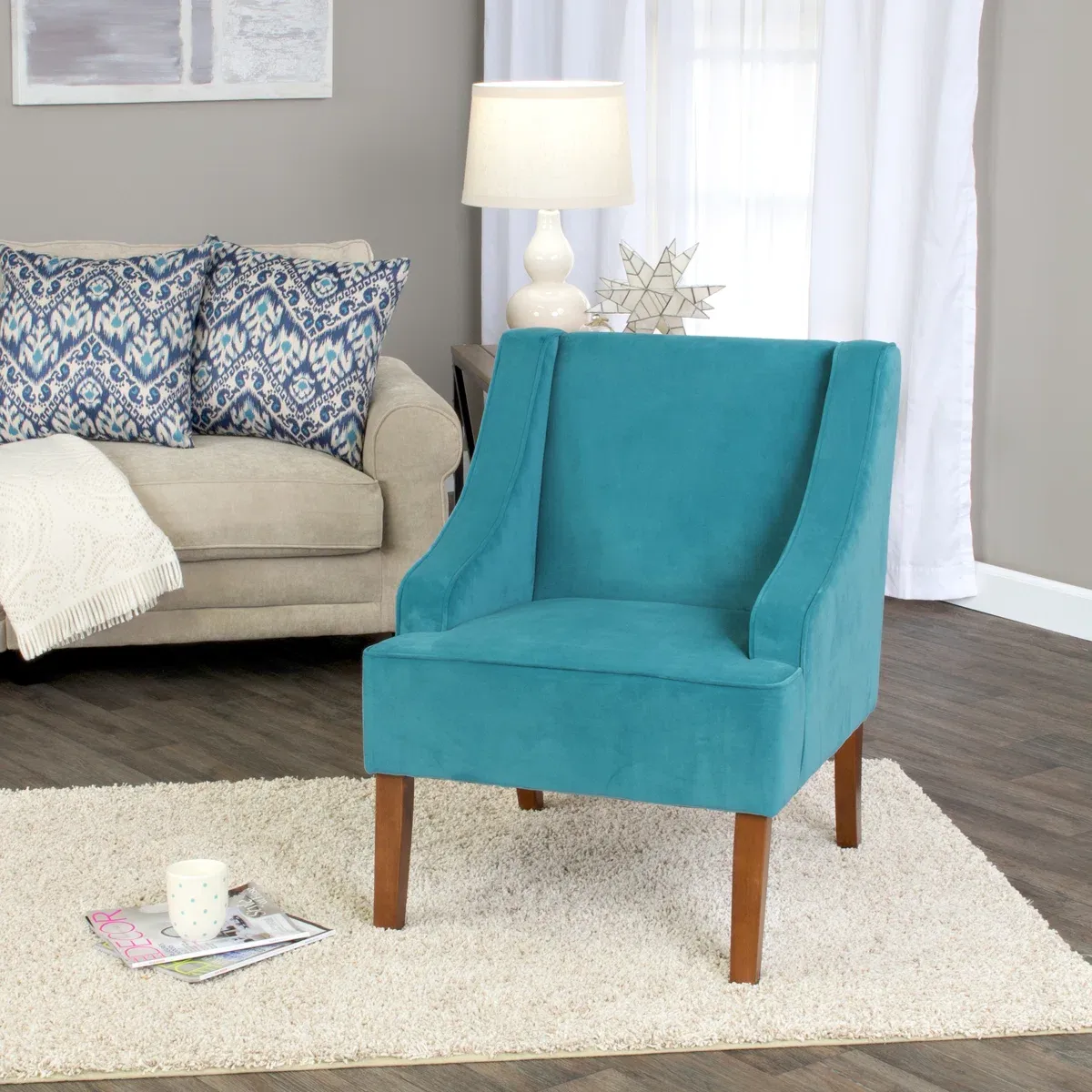  Fauteuil d’appoint Daryann – Design élégant en velours