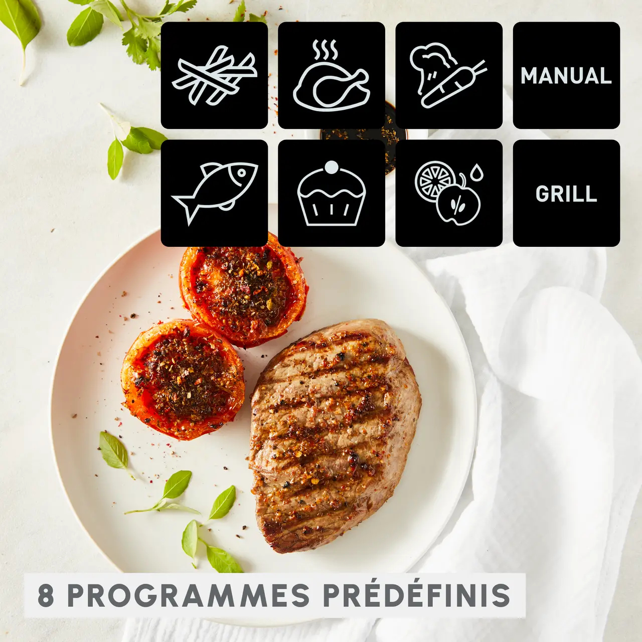 Moulinex Dual Easy Fry & Grill, 8.3L, Air fryer, Noir