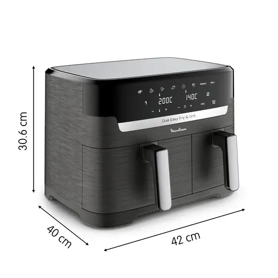 Moulinex Dual Easy Fry & Grill, 8.3L, Air fryer, Noir