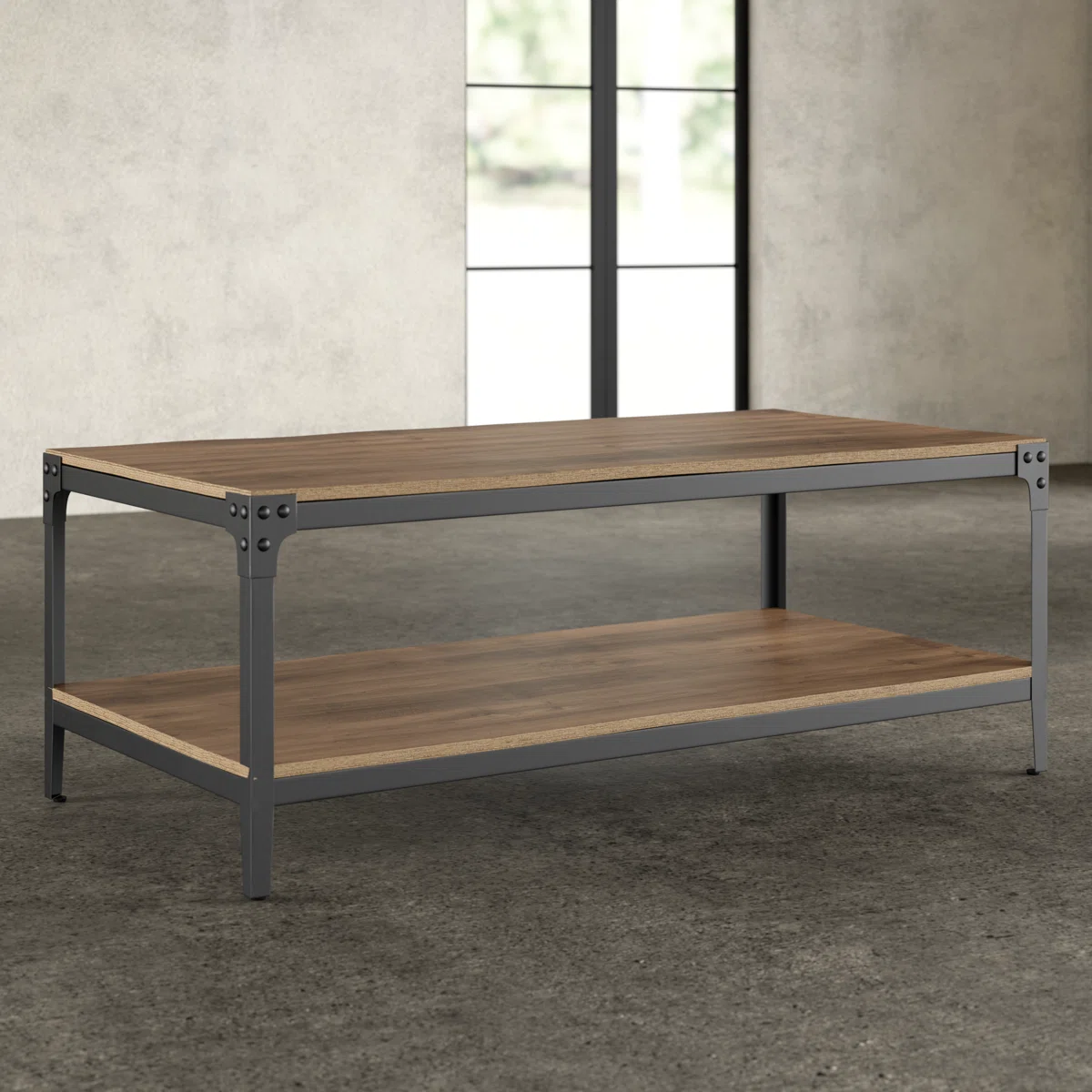Table basse Feickert – Design bicolore avec étagère de rangement