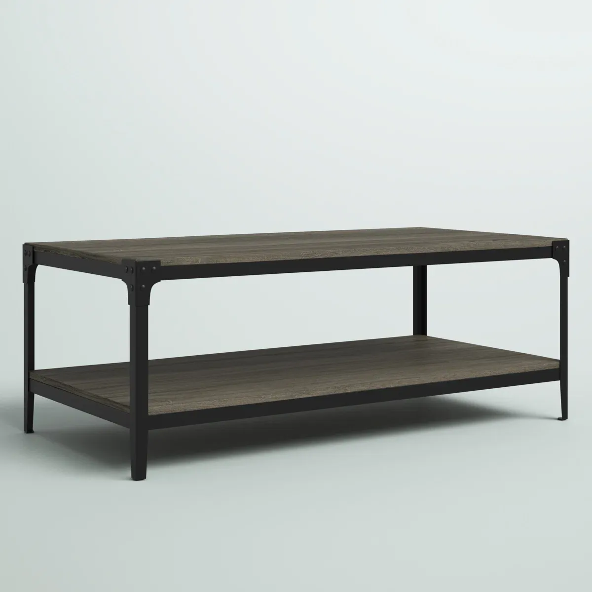 Table basse Feickert – Design bicolore avec étagère de rangement