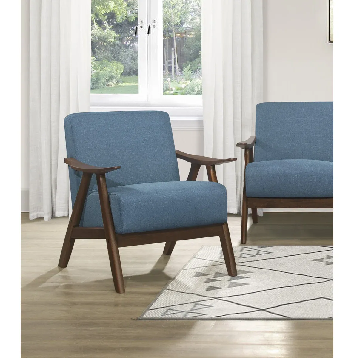 Fauteuil Hofstetter – Design rétro en bois et tissu