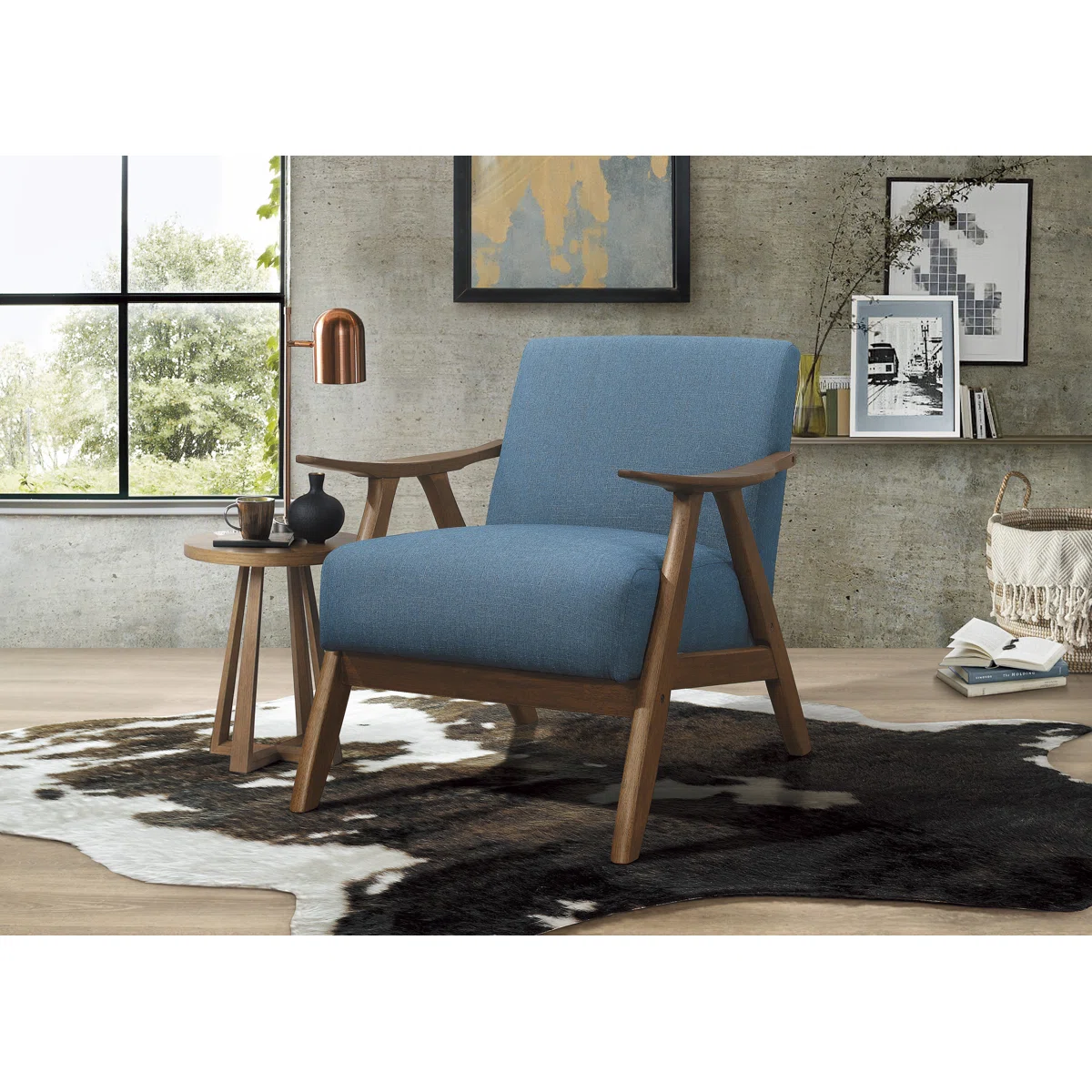 Fauteuil Hofstetter – Design rétro en bois et tissu