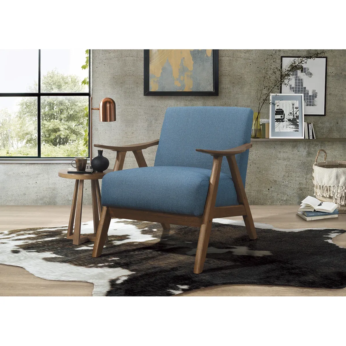Fauteuil Hofstetter – Design rétro en bois et tissu