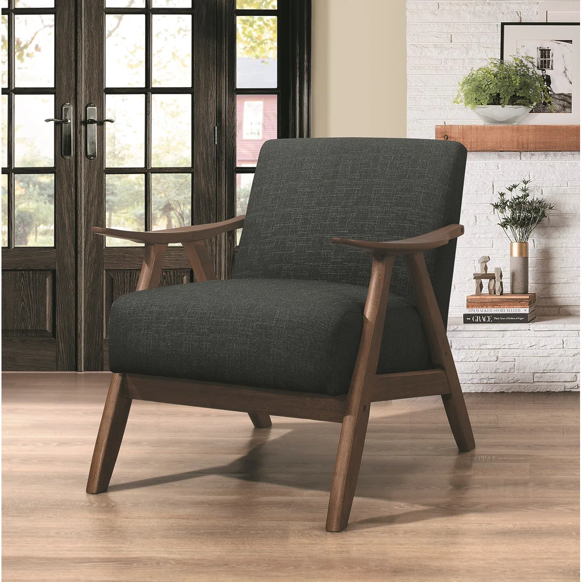 Fauteuil Hofstetter – Design rétro en bois et tissu