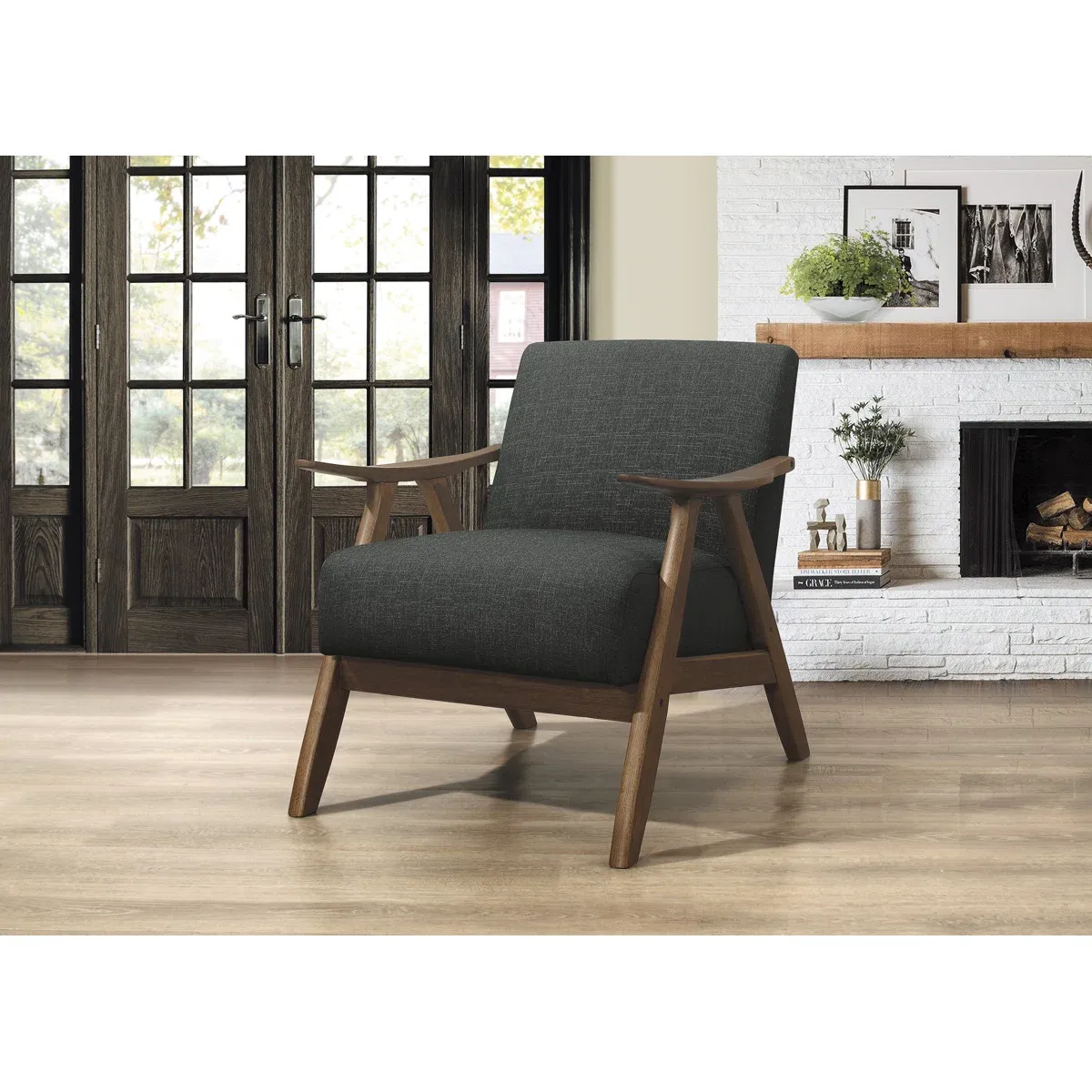 Fauteuil Hofstetter – Design rétro en bois et tissu