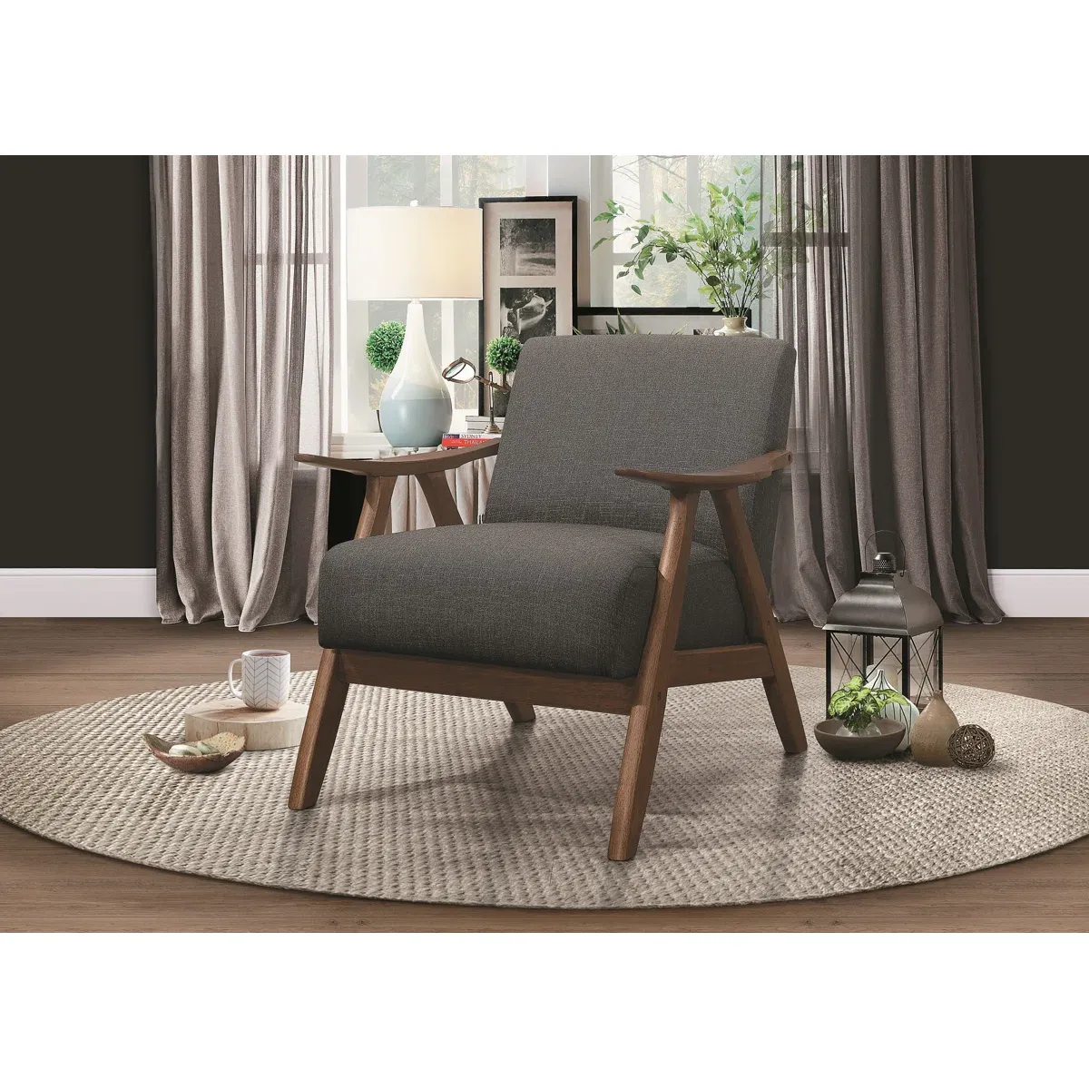Fauteuil Hofstetter – Design rétro en bois et tissu