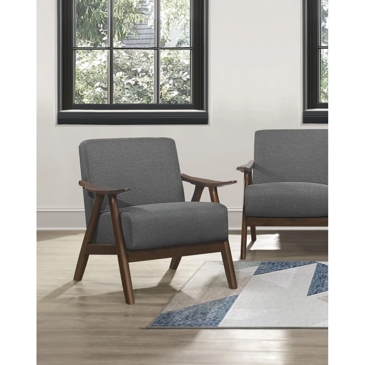 Fauteuil Hofstetter – Design rétro en bois et tissu