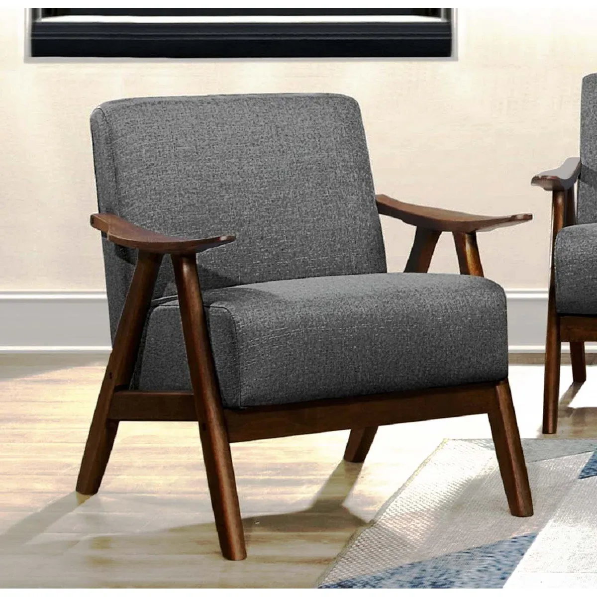 Fauteuil Hofstetter – Design rétro en bois et tissu