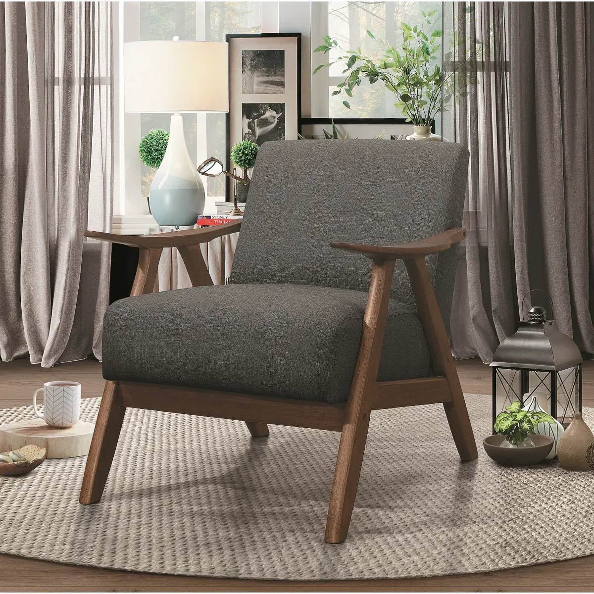 Fauteuil Hofstetter – Design rétro en bois et tissu