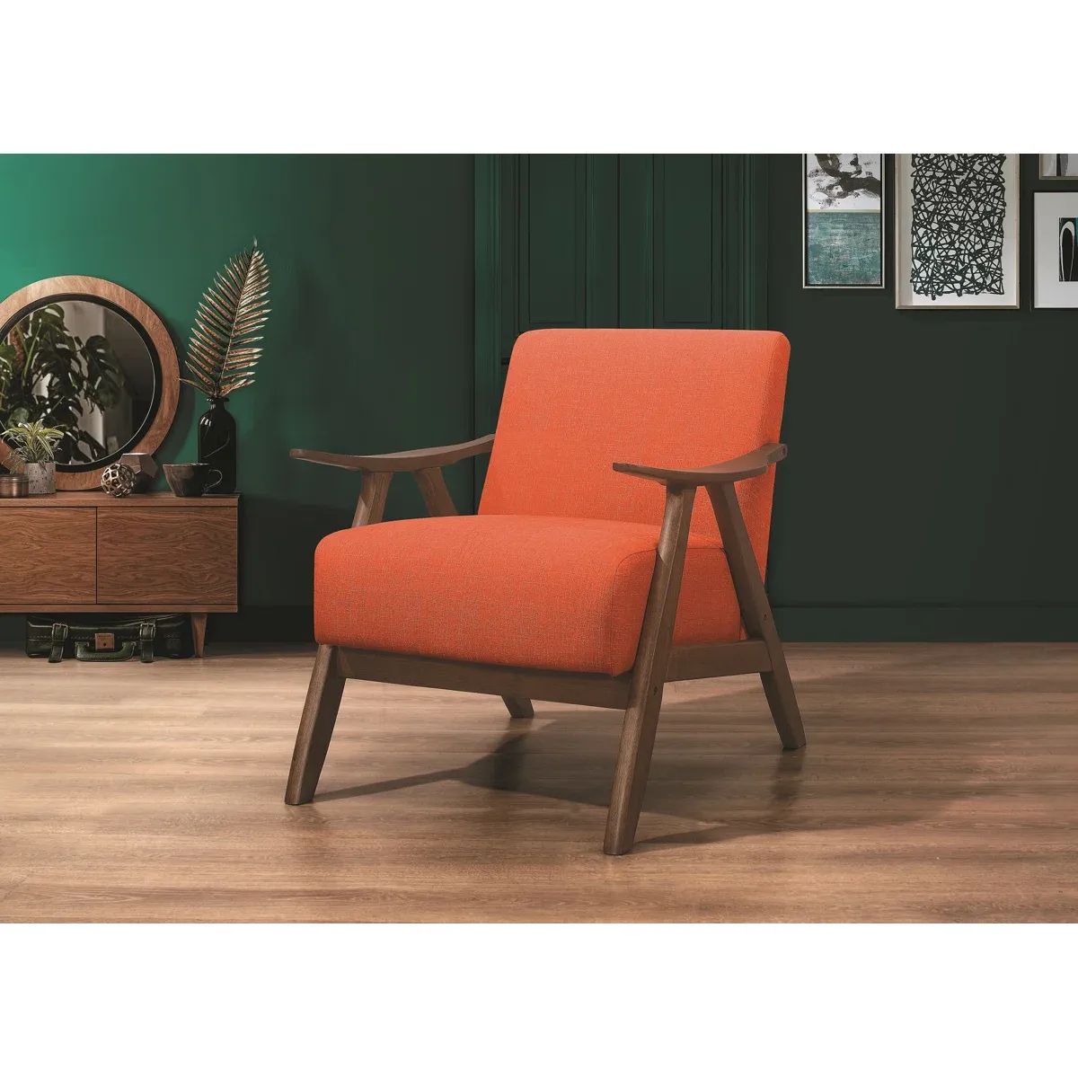 Fauteuil Hofstetter – Design rétro en bois et tissu