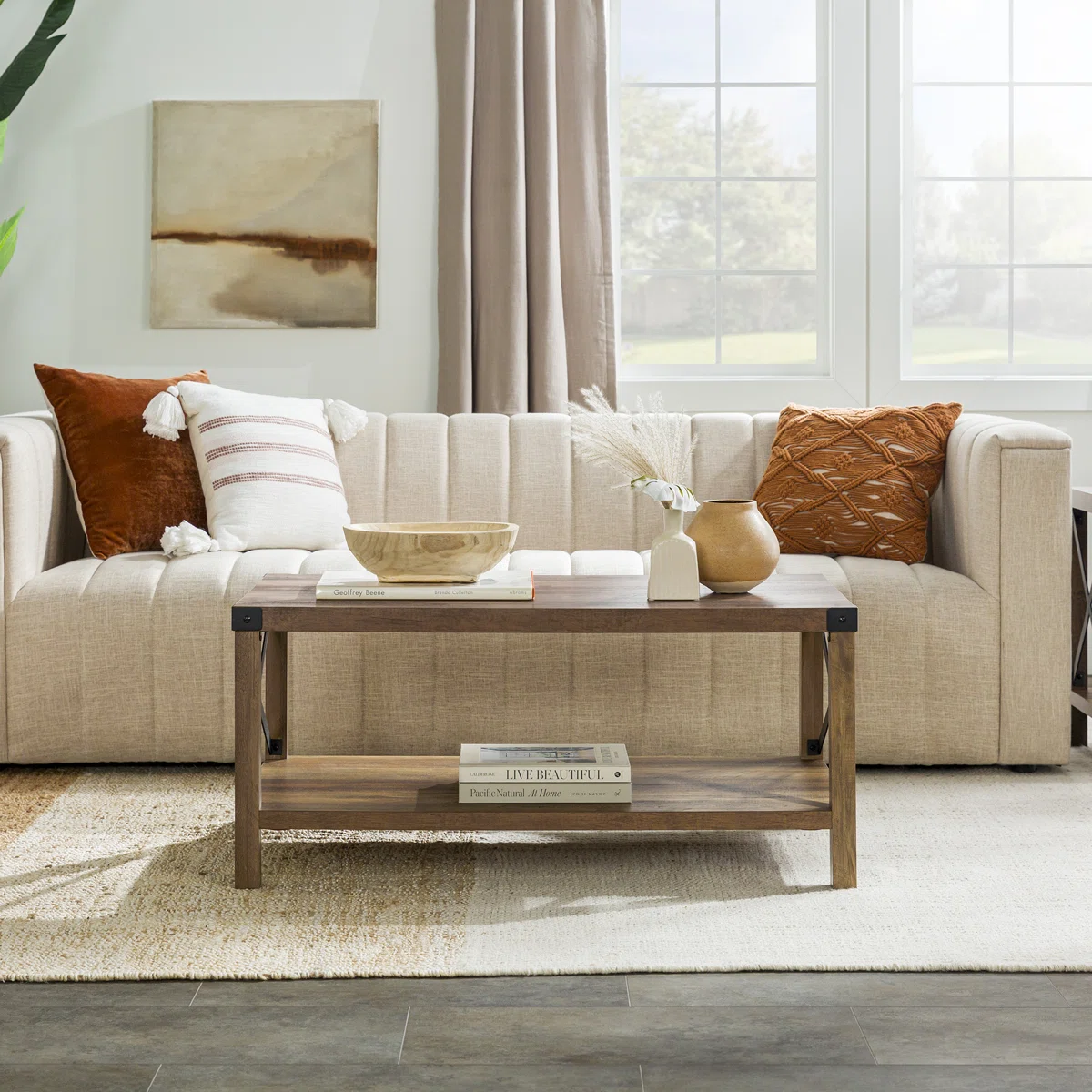 Table basse Larenda avec étagère ouverte