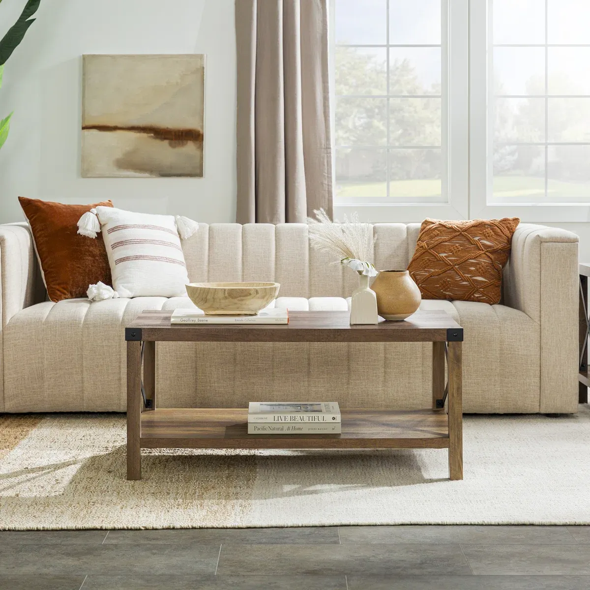 Table basse Larenda avec étagère ouverte