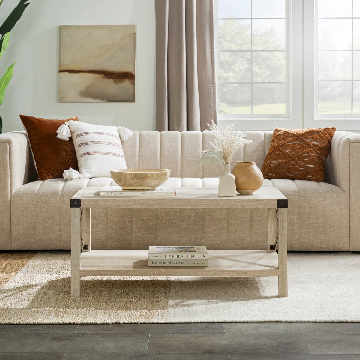 Table basse Larenda avec étagère ouverte