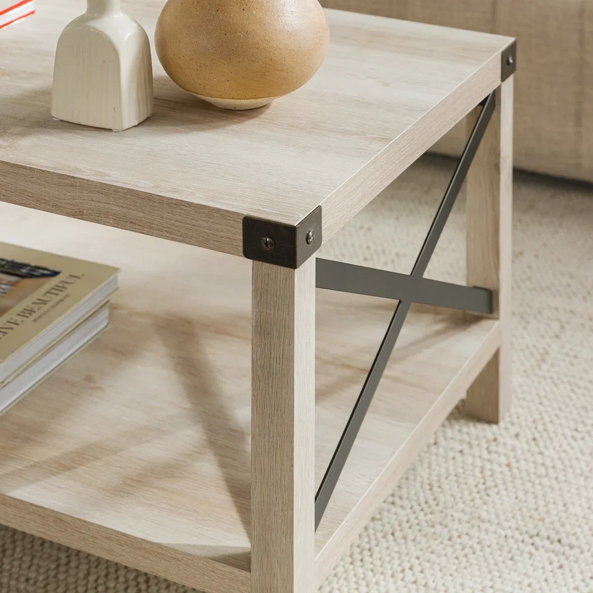 Table basse Larenda avec étagère ouverte