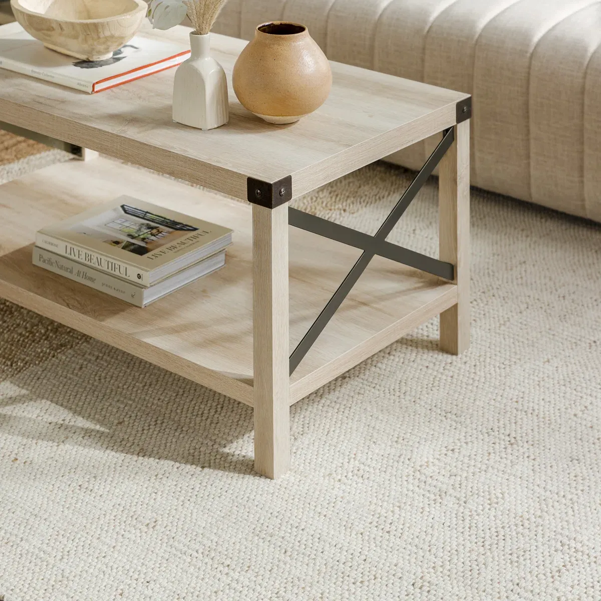 Table basse Larenda avec étagère ouverte