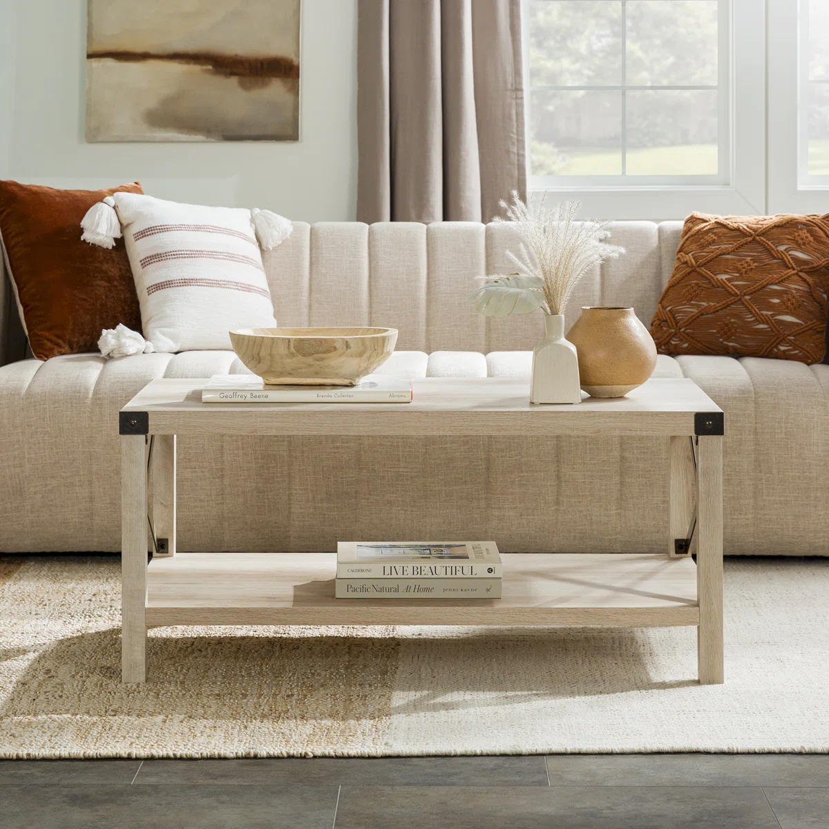 Table basse Larenda avec étagère ouverte