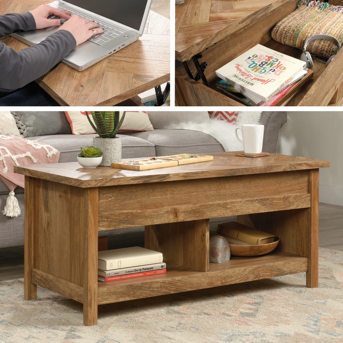 Table basse relevable McCaslin en bois