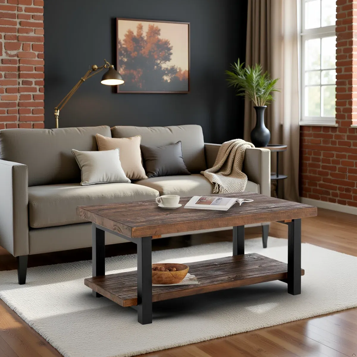 Table Basse Rundell Pomona – Bois Massif & Métal