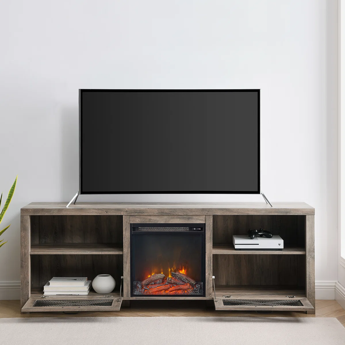 Meuble TV Tansey - 178 cm avec Cheminée Électrique Intégrée