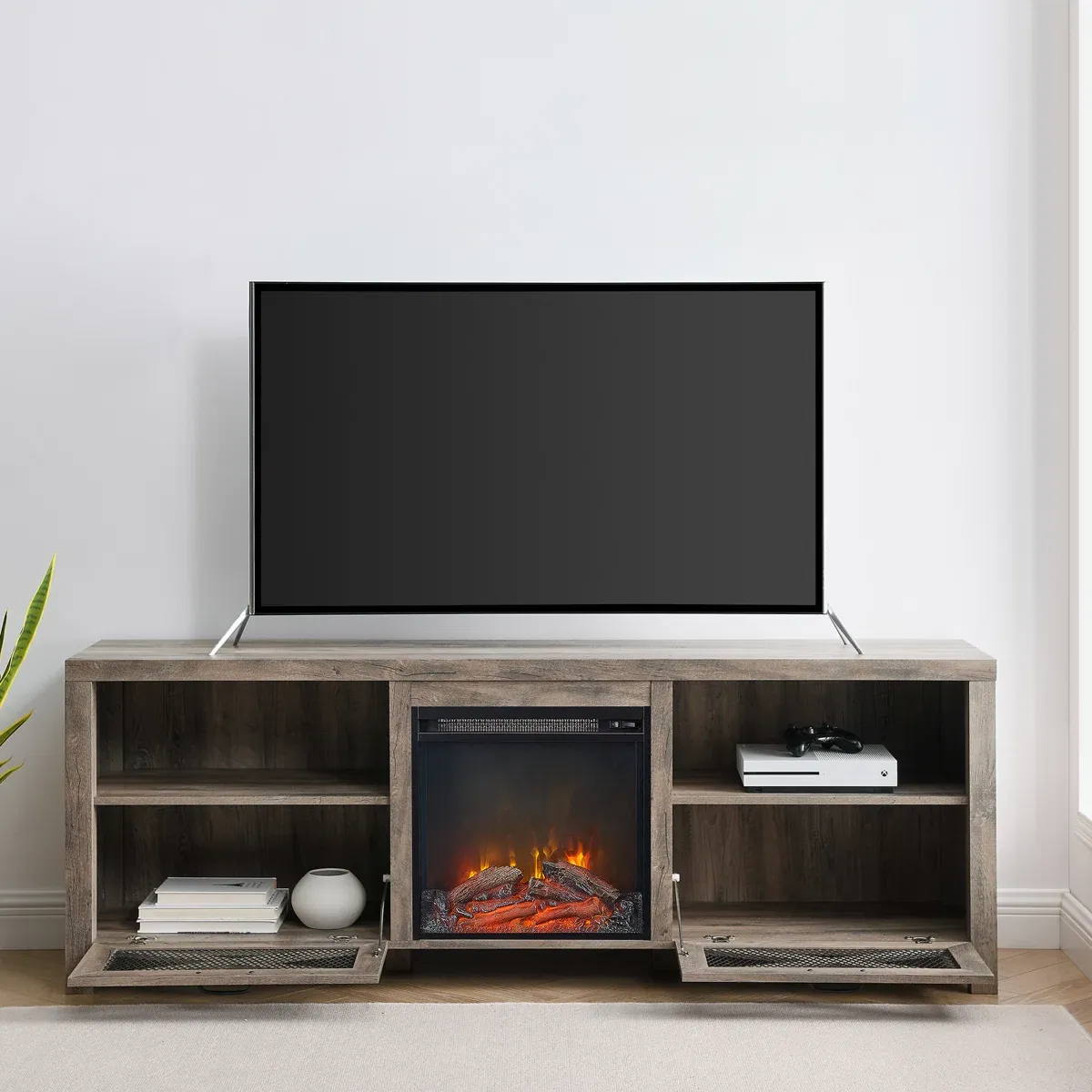 Meuble TV Tansey - 178 cm avec Cheminée Électrique Intégrée
