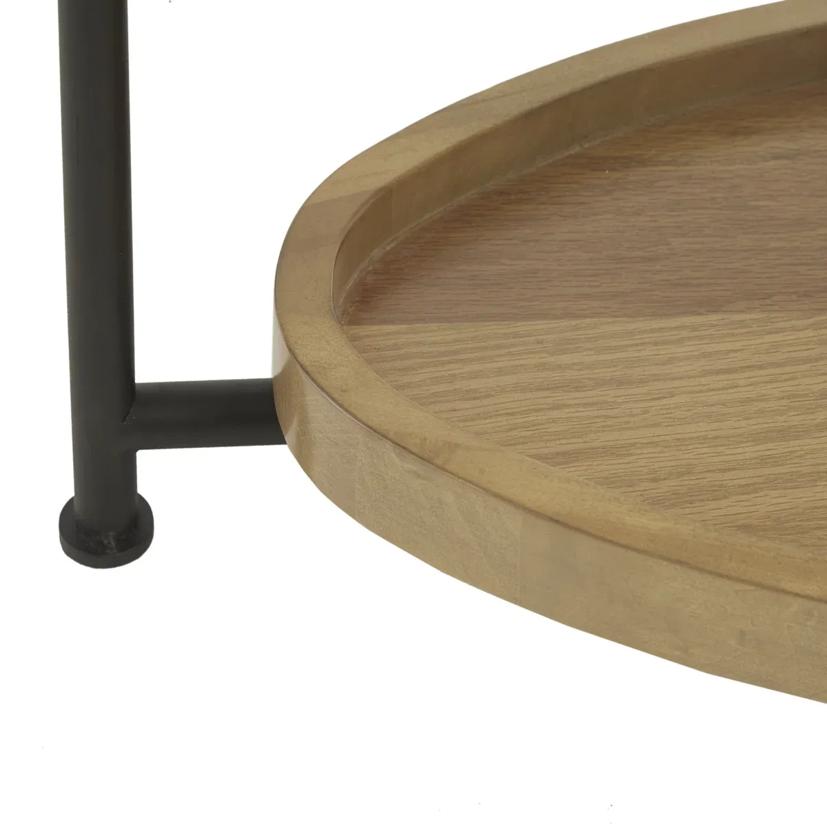 Table basse ovale Beaumont – Finition bois naturel et blanc avec étagère basse