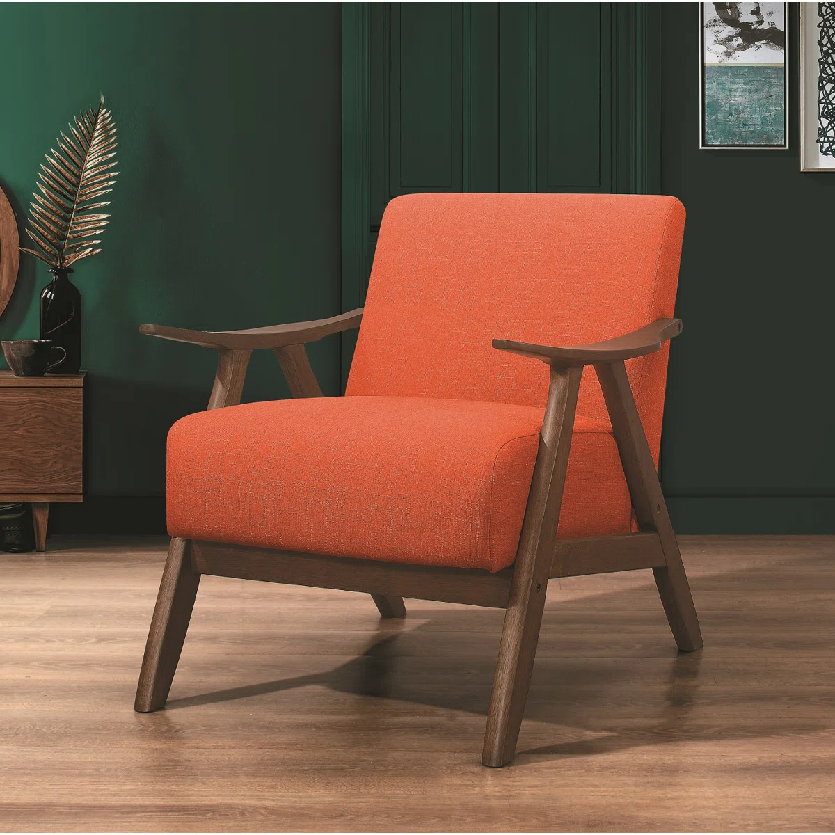 Fauteuil Hofstetter – Design rétro en bois et tissu