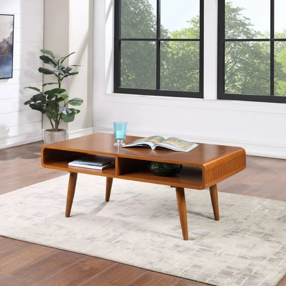 Table basse Mccurley – Design moderne en bois massif avec rangement inférieur
