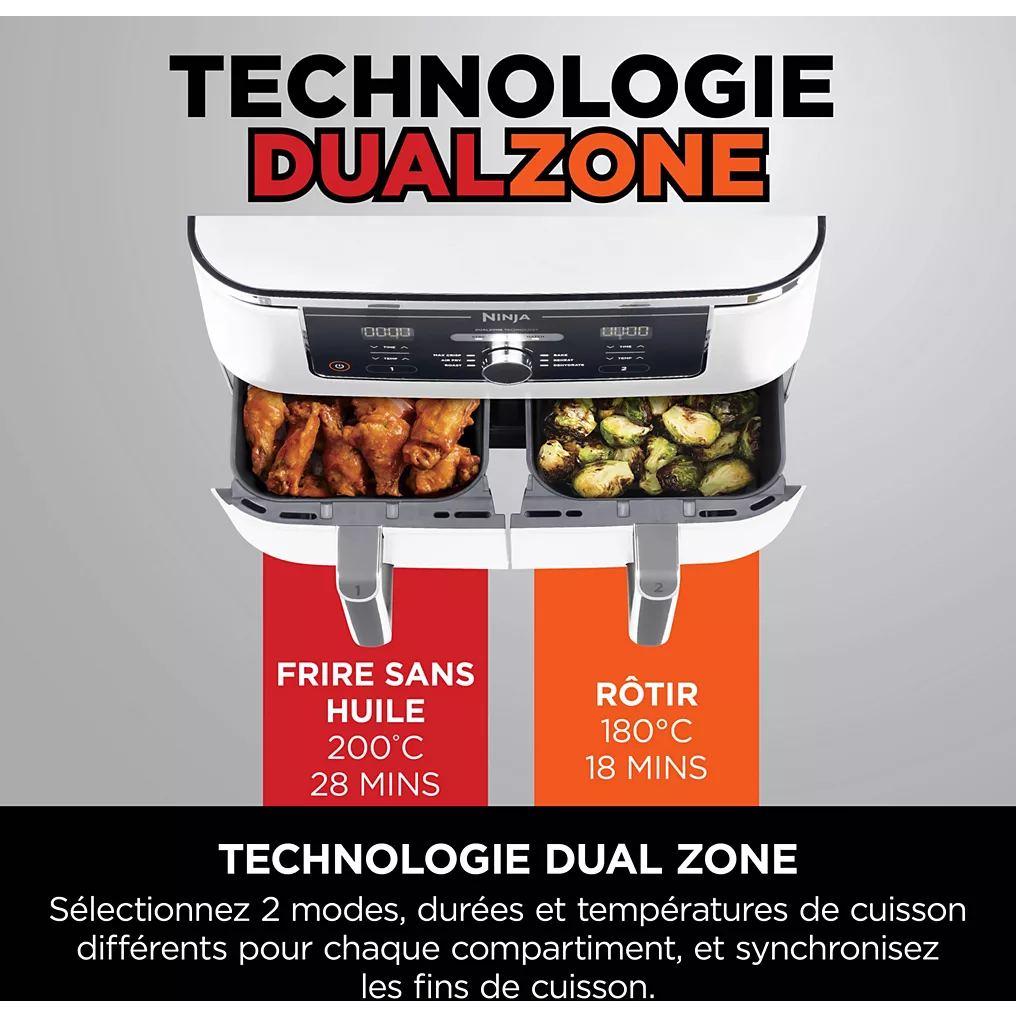 NINJA Friteuse sans huile NINJA Foodi Max Dual zone 9,5L AF400EUWH 