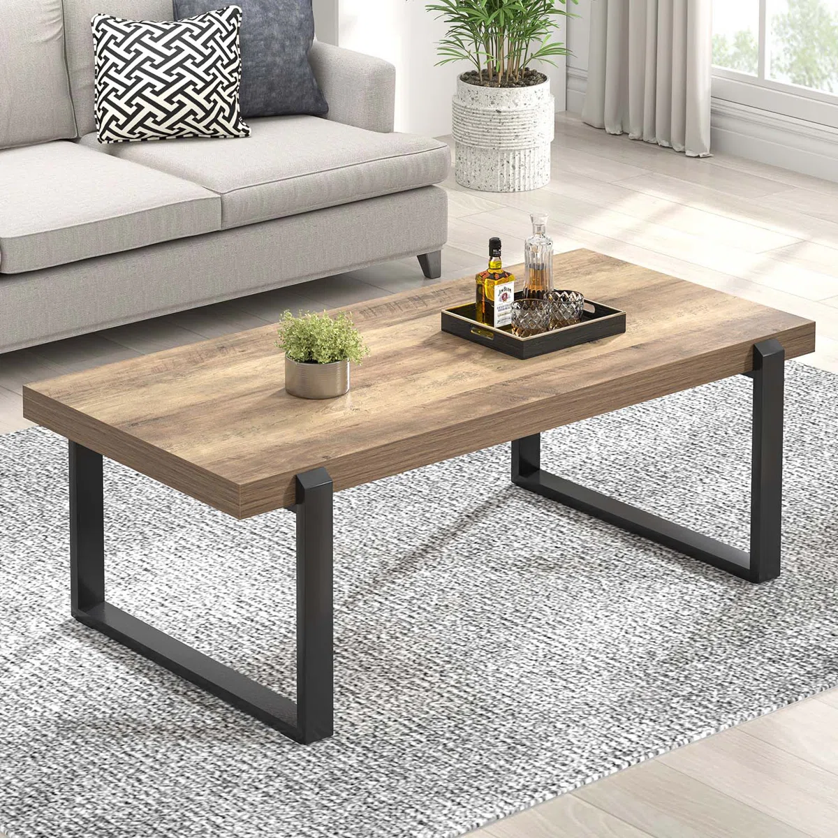 Table basse Hulste – Design minimaliste en bois et métal