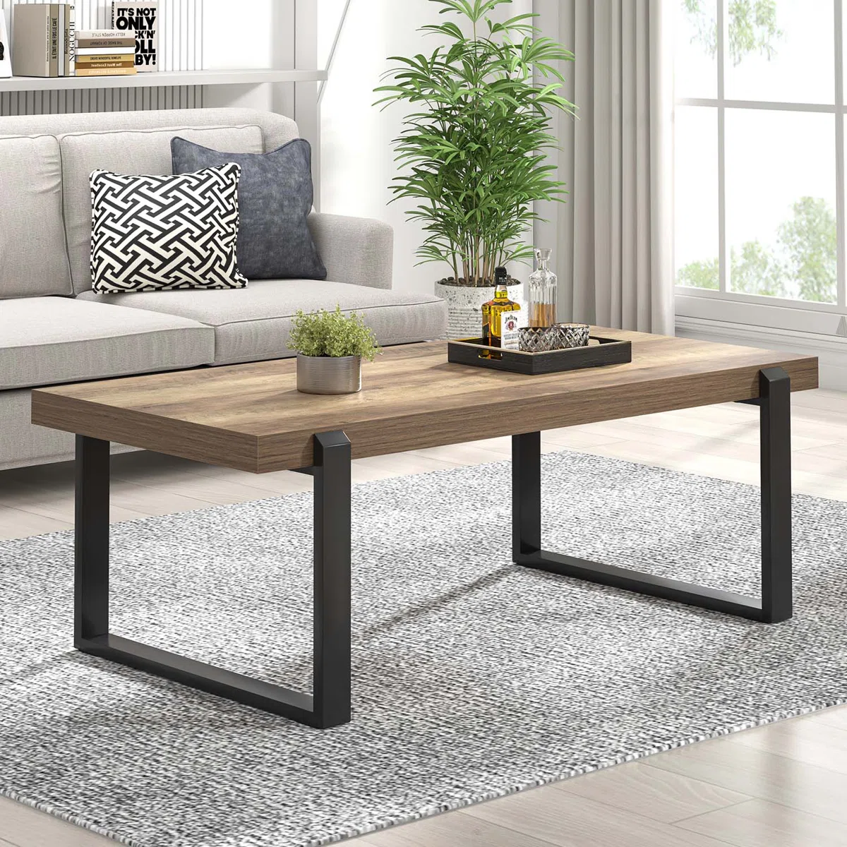 Table basse Hulste – Design minimaliste en bois et métal