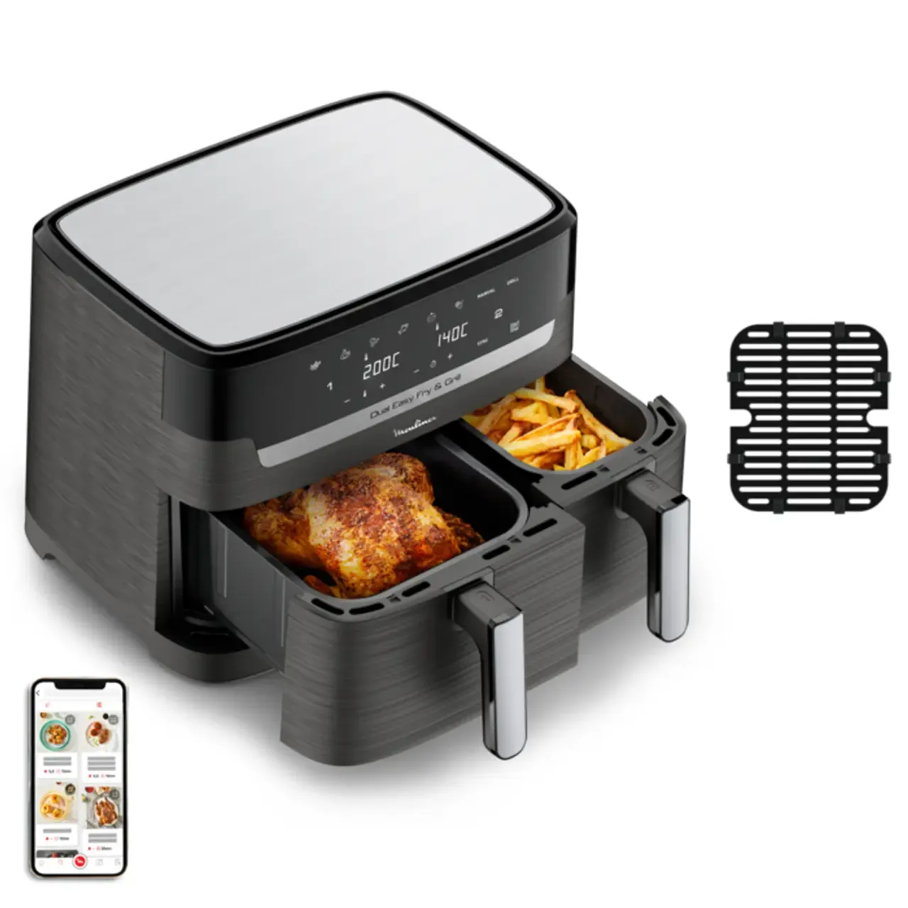 Moulinex Dual Easy Fry & Grill, 8.3L, Air fryer, Noir