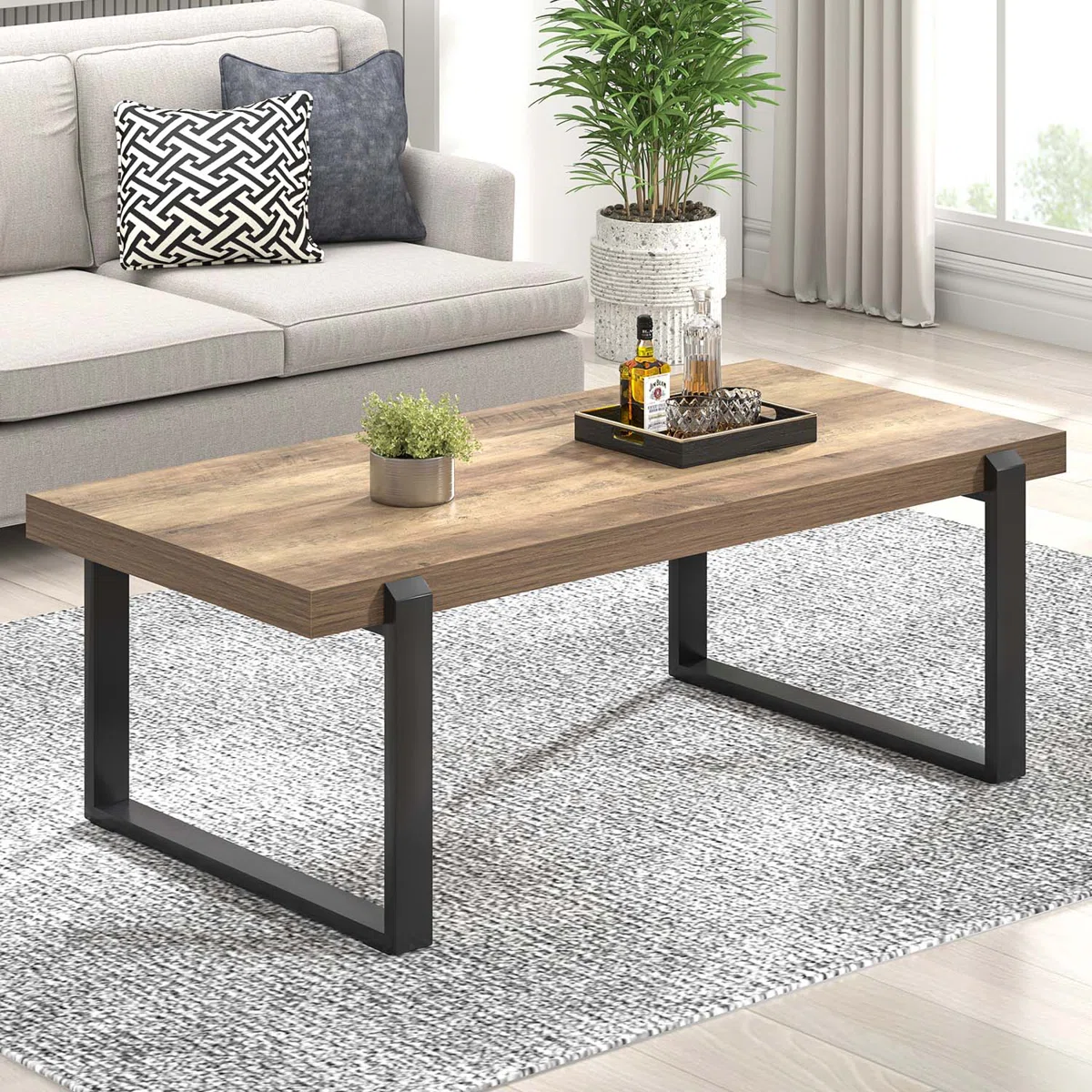 Table basse Hulste – Design minimaliste en bois et métal