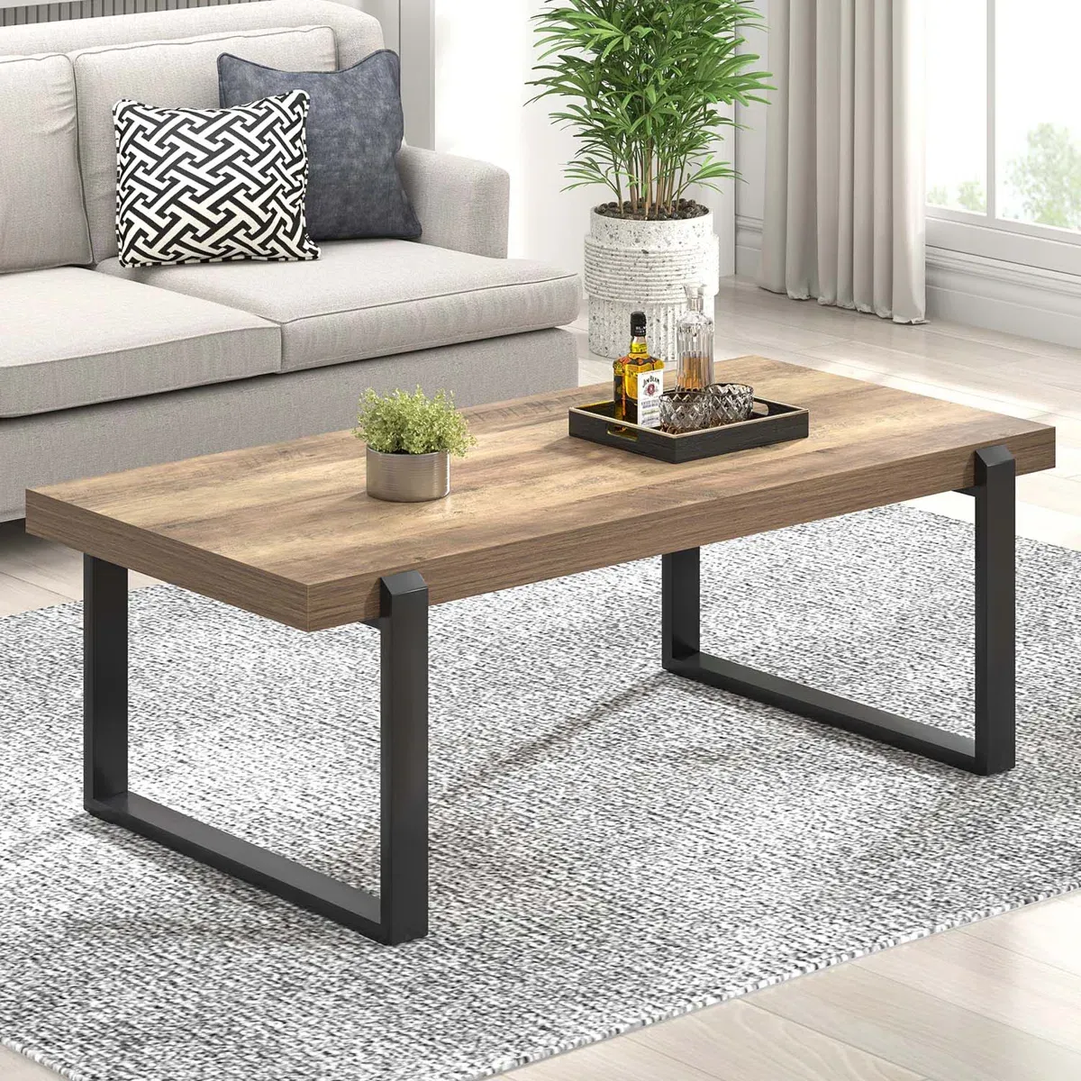 Table basse Hulste – Design minimaliste en bois et métal