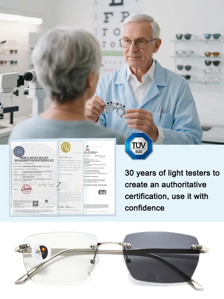 Smart photochromic zoom anti-fog reading glasses