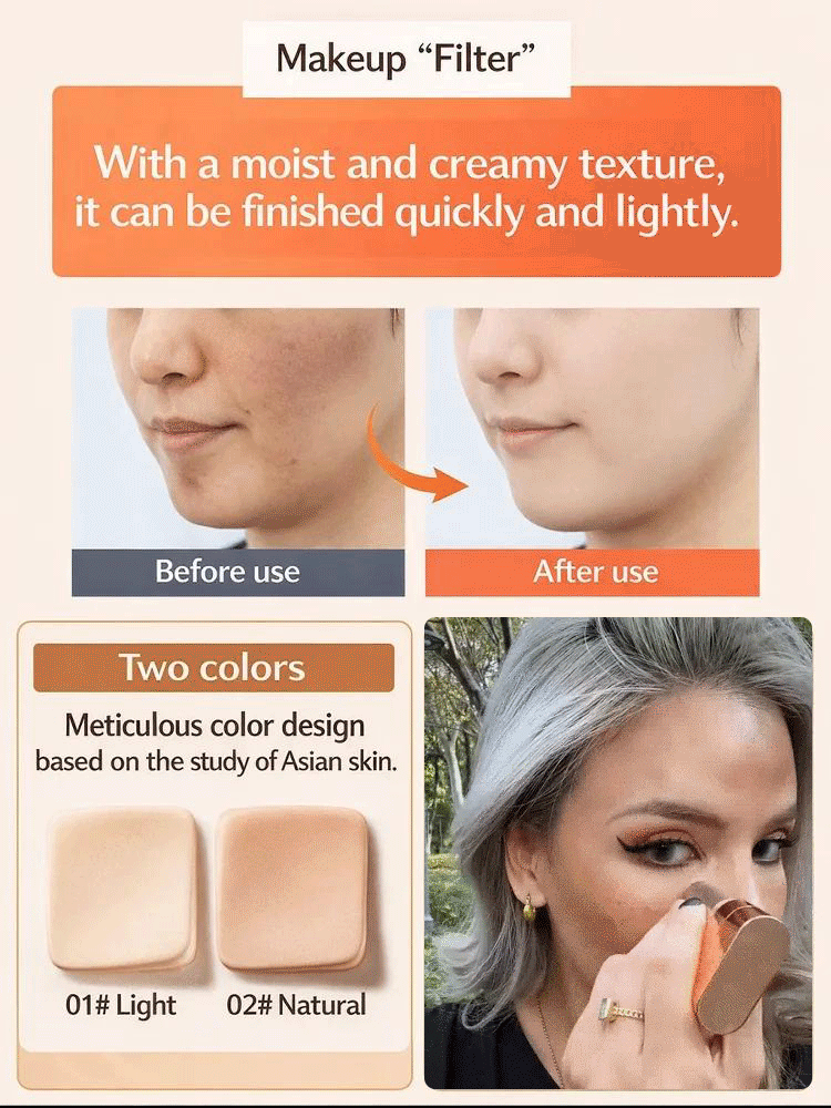 🌟 Korean Glass Skin Foundation Stick – Hydrating Serum-Infused, 24H Long-Lasting & Easy to Carry – Full Coverage with Built-in Brush, 50% OFF!