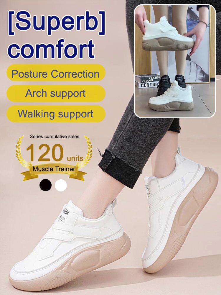 👟Cross Velcro platform high-top women's shoes. Height-increasing and slip-resistant, provides arch support, and reduces walking fatigue.