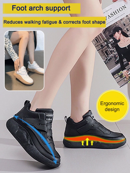 👟Cross Velcro platform high-top women's shoes. Height-increasing and slip-resistant, provides arch support, and reduces walking fatigue.