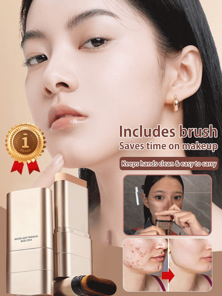 🌟 Korean Glass Skin Foundation Stick – Hydrating Serum-Infused, 24H Long-Lasting & Easy to Carry – Full Coverage with Built-in Brush, 50% OFF!
