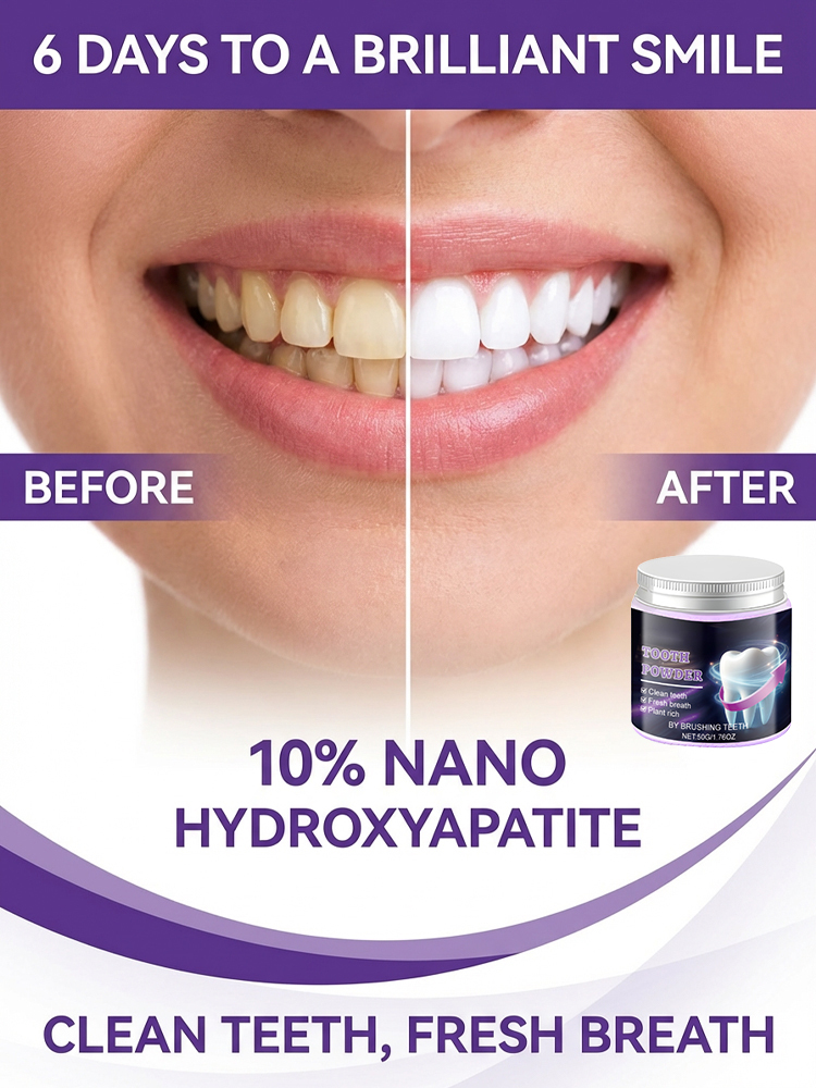 🦷 Regrow Your Enamel with 10% Nano-Hydroxyapatite! ✨ The Revolutionary Tooth Powder: Repair Cavities & Whiten Teeth Naturally! 💎 Say Goodbye to Sensitivity Forever – Professional Dental Care at Home! 🛡️✅