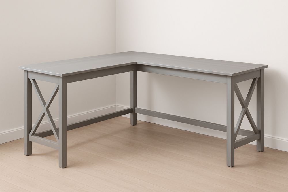 Bureau d'angle en bois composite gris-jardinvitaluz