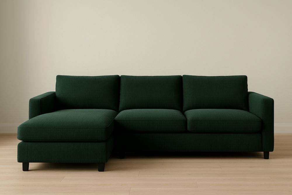 Canapé d'angle 3 places en velours vert-jardinvitaluz