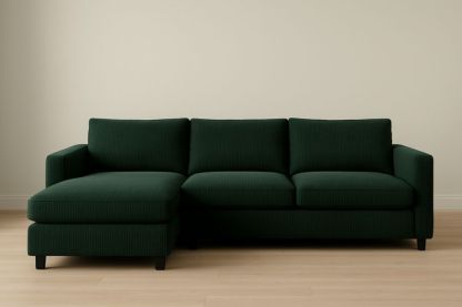 Canapé d'angle 3 places en velours vert-jardinvitaluz